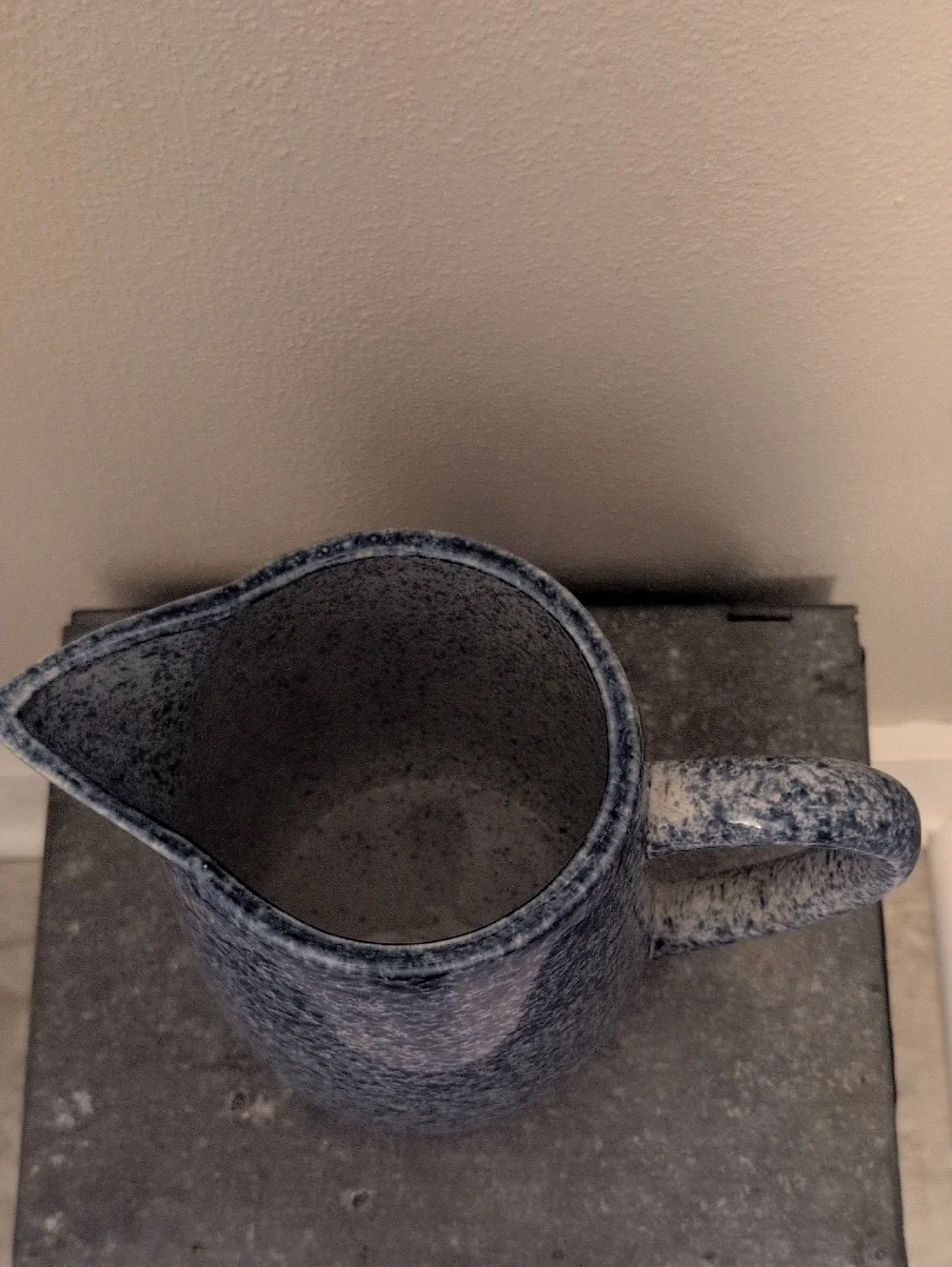 Vintage Emporium Of Maine Country Life Stoneware Pitcher Blue Folk Art